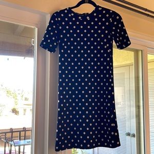 Short sleeve dark blue with white polka dot mini dress from H&M